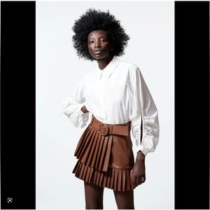 Zara Faux Leather Pleated Skirt Size M